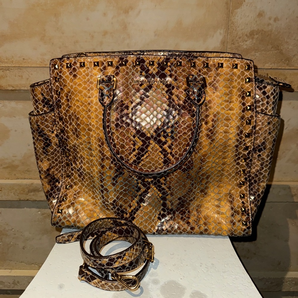Michael Kors | Selma Stud Python Shoulder Bag, Handle Bag
